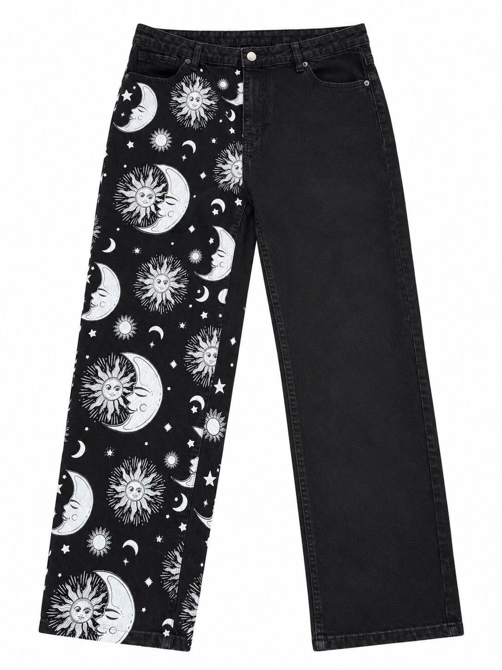 Hot Topic Celestial Sun Moon Split Leg Jeans 15 Black Whimsigoth